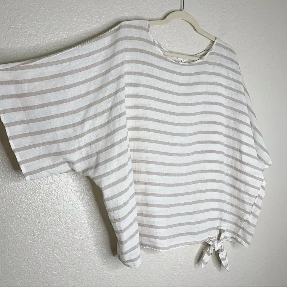 Beachlunchlounge Linen Cotton Blend Women’s Size XL Lucy Striped Top